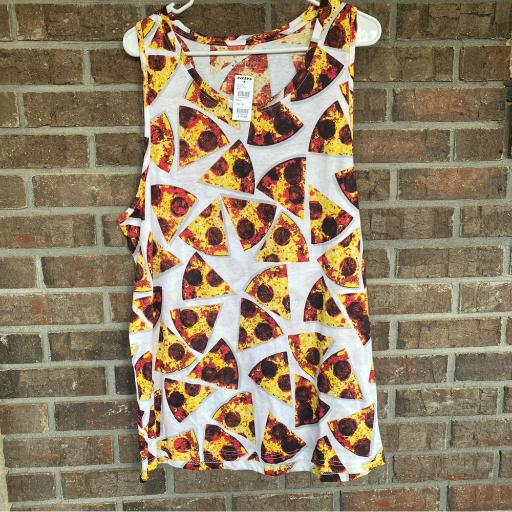 Tilly's Red and Yellow Pizza Graphic Tank